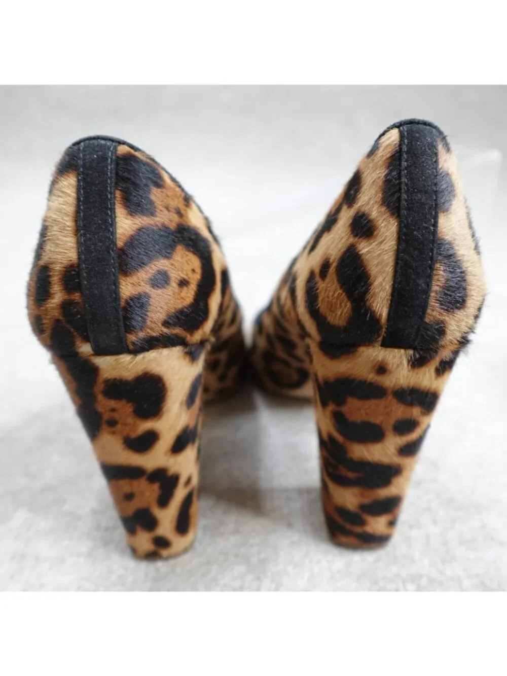 J.Crew Collection Womens Heels 8 Black Cheetah Print Hair On Hide Italy Etta
